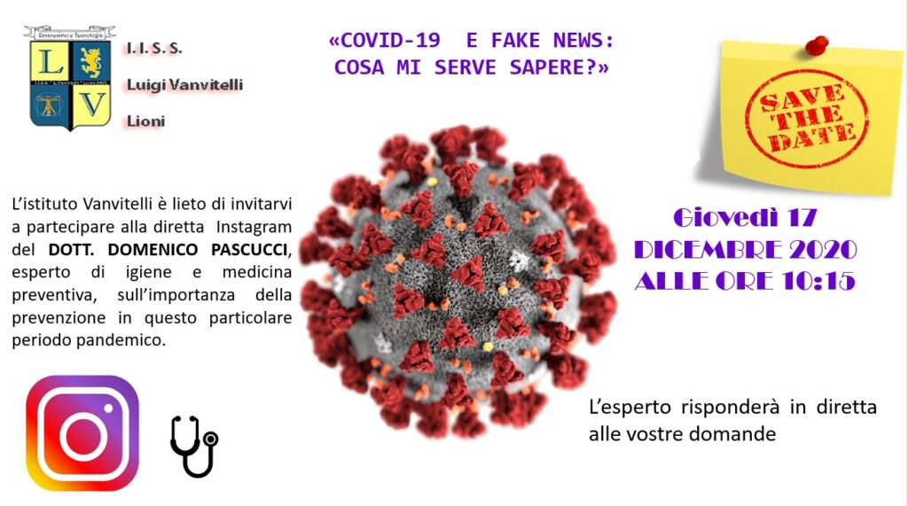 Diretta Instagram Istituto Vanvitelli “Covid-19 e fake news”  (scorri verso il basso)