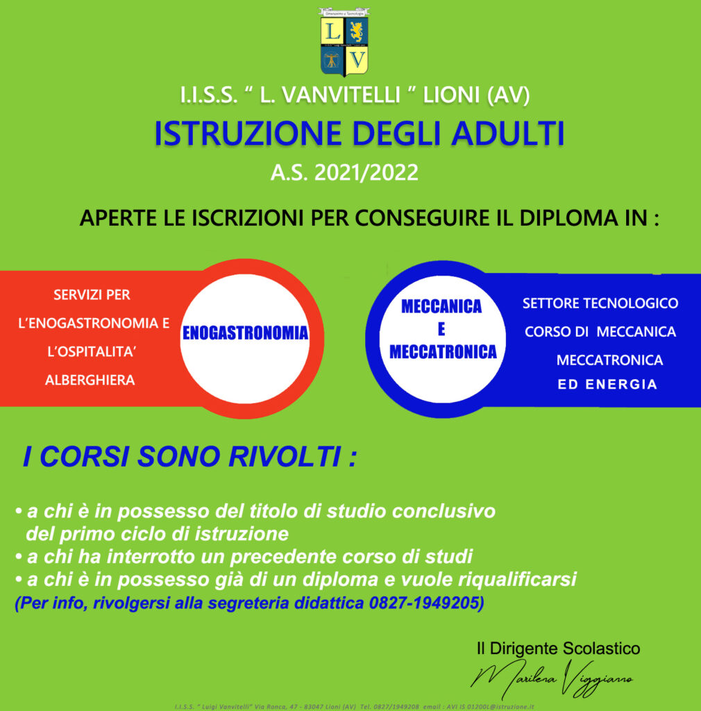 ISTRUZIONE DEGLI ADULTI – ISCRIZIONE a. s. 2021-2022